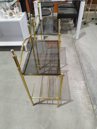 PAREJA DE MESITAS DORADAS EN CRISTAL