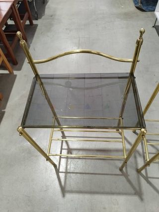 PAREJA DE MESITAS DORADAS EN CRISTAL