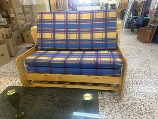 Sofá Cama Madera y Tela