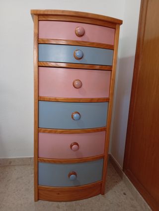 Cajonera juvenil 6 cajones madera maciza 