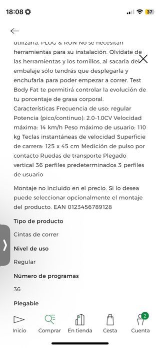 Cinta de correr BH Fitness Club Run ultra plegable