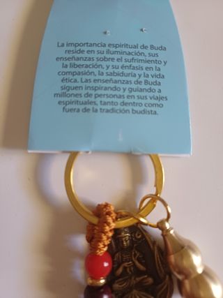 Llavero Buda con moneda china y calabaza