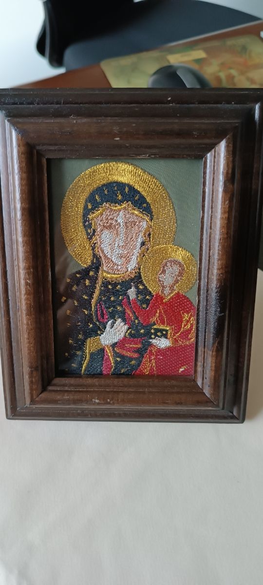 Piccolo quadro ricamato Madonna di Częstochowa