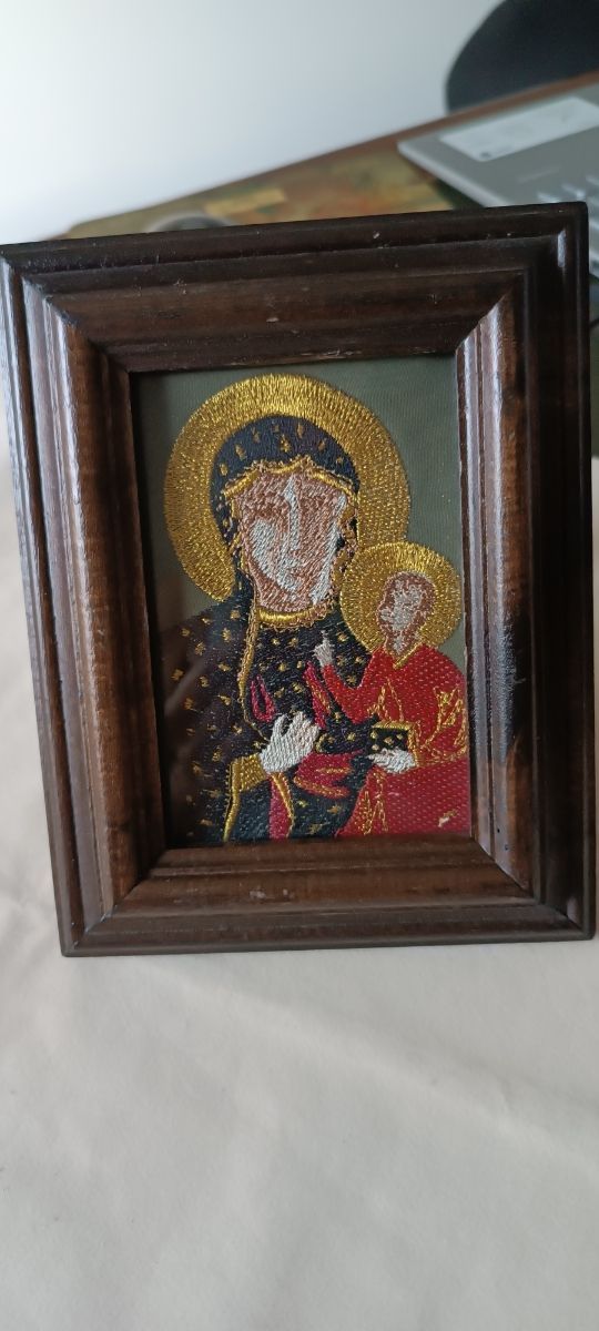 Piccolo quadro ricamato Madonna di Częstochowa