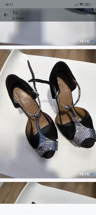 Zapatos de baile negros y plateados
