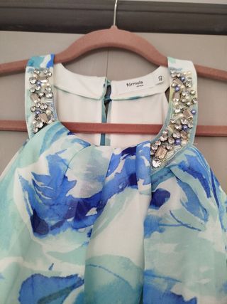 Vestido de fiesta azul y verde talla 40.

