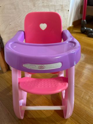 Silla de comer para muñecas rosa y morada