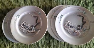Juego café completo,relieve dragones y 6 platos 