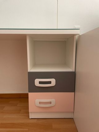 Cama nido 90 cm, escritorio y cómoda juvenil 5 caj