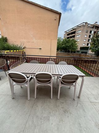 Mesa y Sillas Exterior Extensibles 210+70x100cm