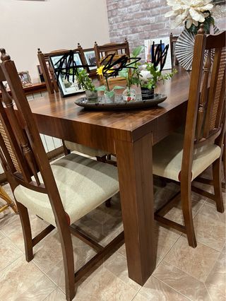Mesa de comedor de madera roble con 6 sillas