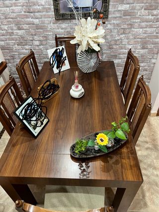 Mesa de comedor de madera roble con 6 sillas