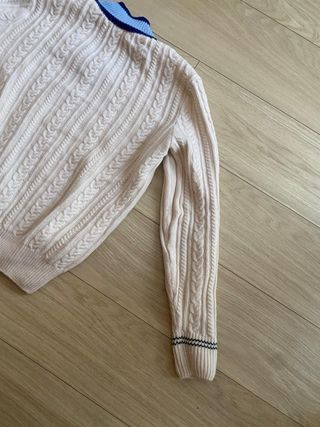 Jersey Lacoste Lana Beige y Azul