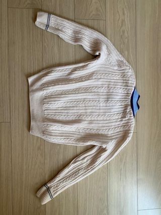 Jersey Lacoste Lana Beige y Azul