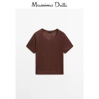 Camiseta Massimo Dutti Lino Marrón Talla S