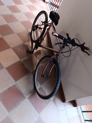 Bicicleta de montaña rosa Shimano