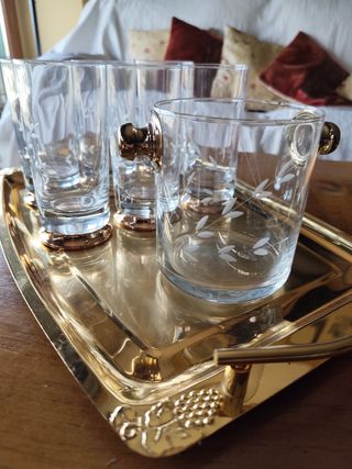 Juego de 6 vasos grabados de whisky