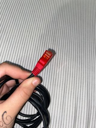 Cable Ethernet Negro con Conectores Rojos