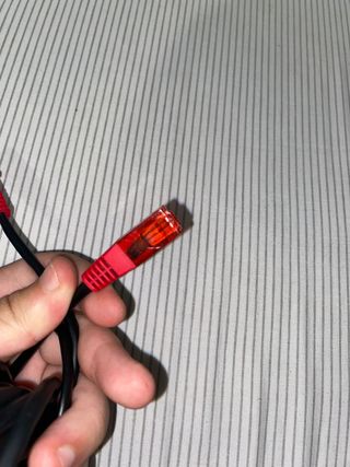 Cable Ethernet Negro con Conectores Rojos
