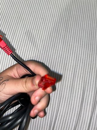 Cable Ethernet Negro con Conectores Rojos