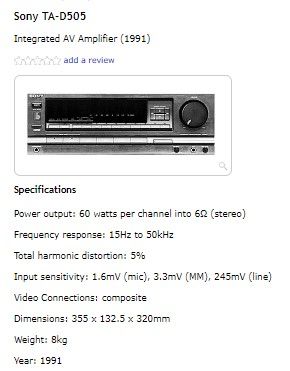 Amplificador Sony TA-D505-ii Negro