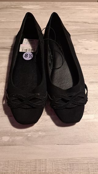 Manoletinas London Fog Ante Negras Talla 38.5