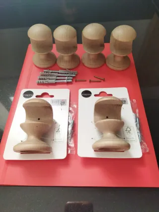 6 Soportes cortinas madera haya Inspire 28mm