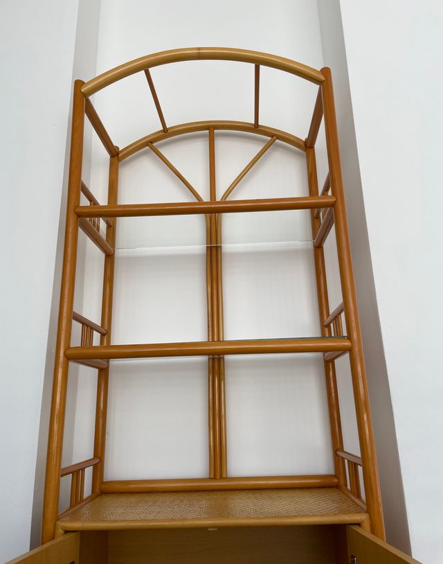 Prateleira em vime em bambu dos anos 80