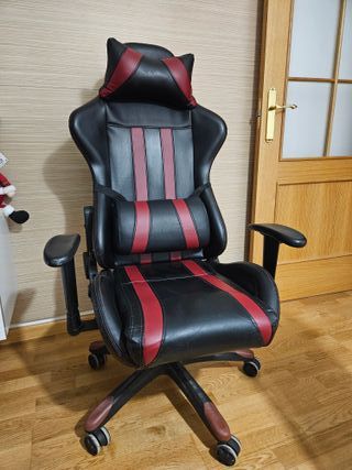 Silla de escritorio robusta negra y roja