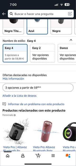 Altavoz Bluetooth Vieta Pro 25W Azul