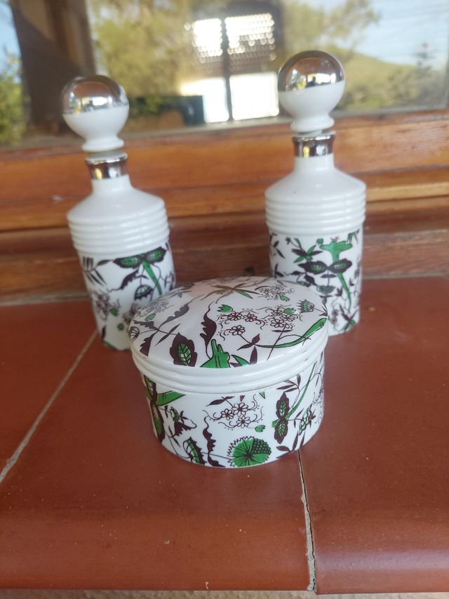 Juego Tocador Vintage Cerámica Flores