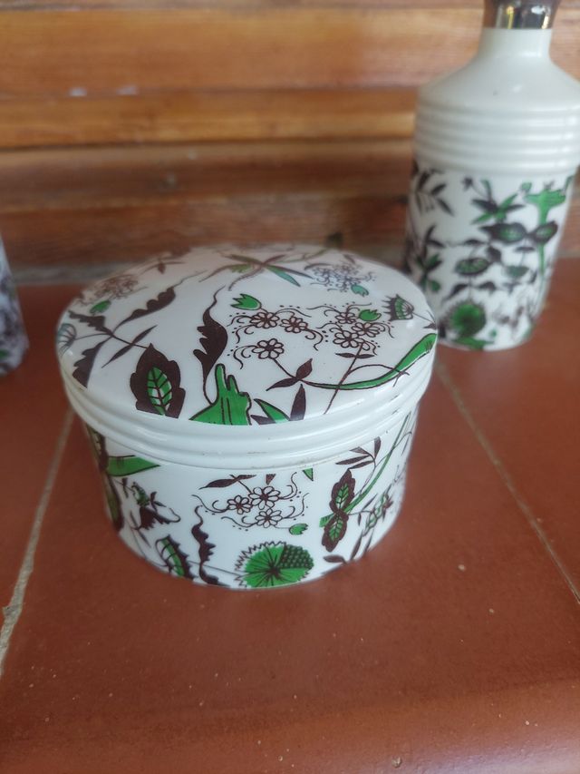 Juego Tocador Vintage Cerámica Flores