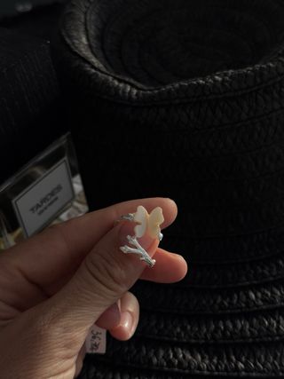 Anillo Plata 925 Mariposa Concha Natural Ajustable