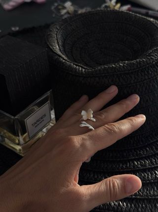 Anillo Plata 925 Mariposa Concha Natural Ajustable