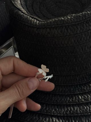 Anillo Plata 925 Mariposa Concha Natural Ajustable