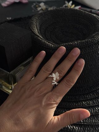 Anillo Plata 925 Mariposa Concha Natural Ajustable