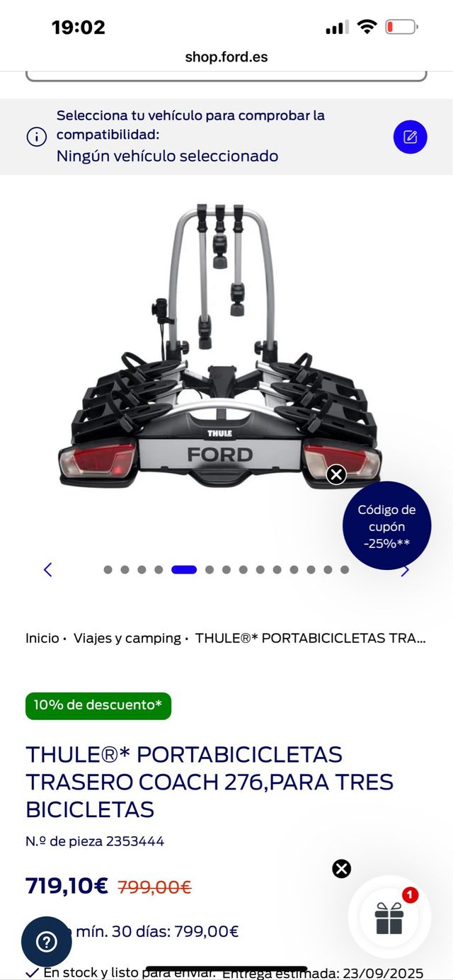 Portabicicletas Thule Coach 276/277 + Adattatore 4º
