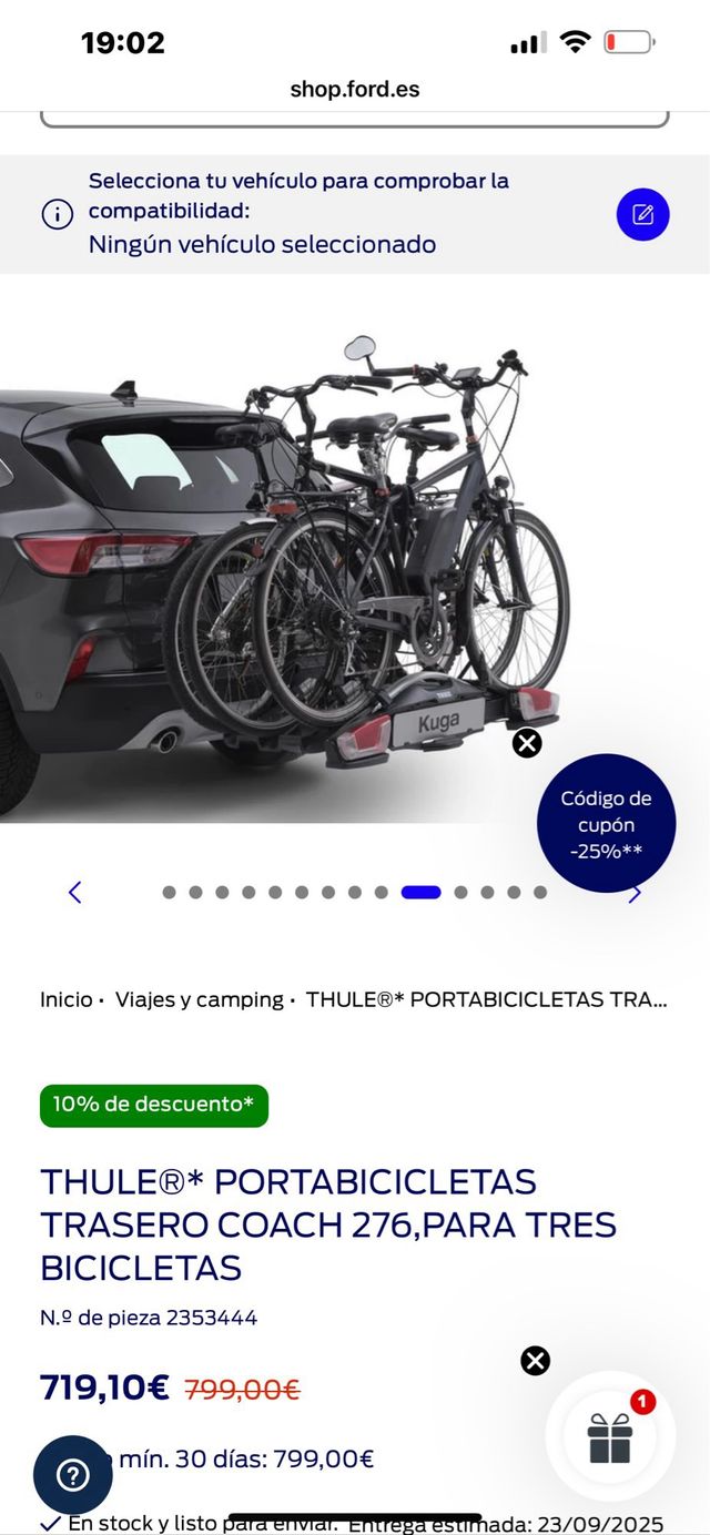Portabicicletas Thule Coach 276/277 + Adattatore 4º