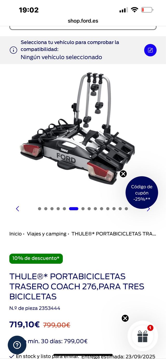 Portabicicletas Thule Coach 276/277 + Adattatore 4º