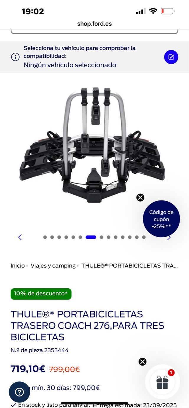 Portabicicletas Thule Coach 276/277 + Adattatore 4º