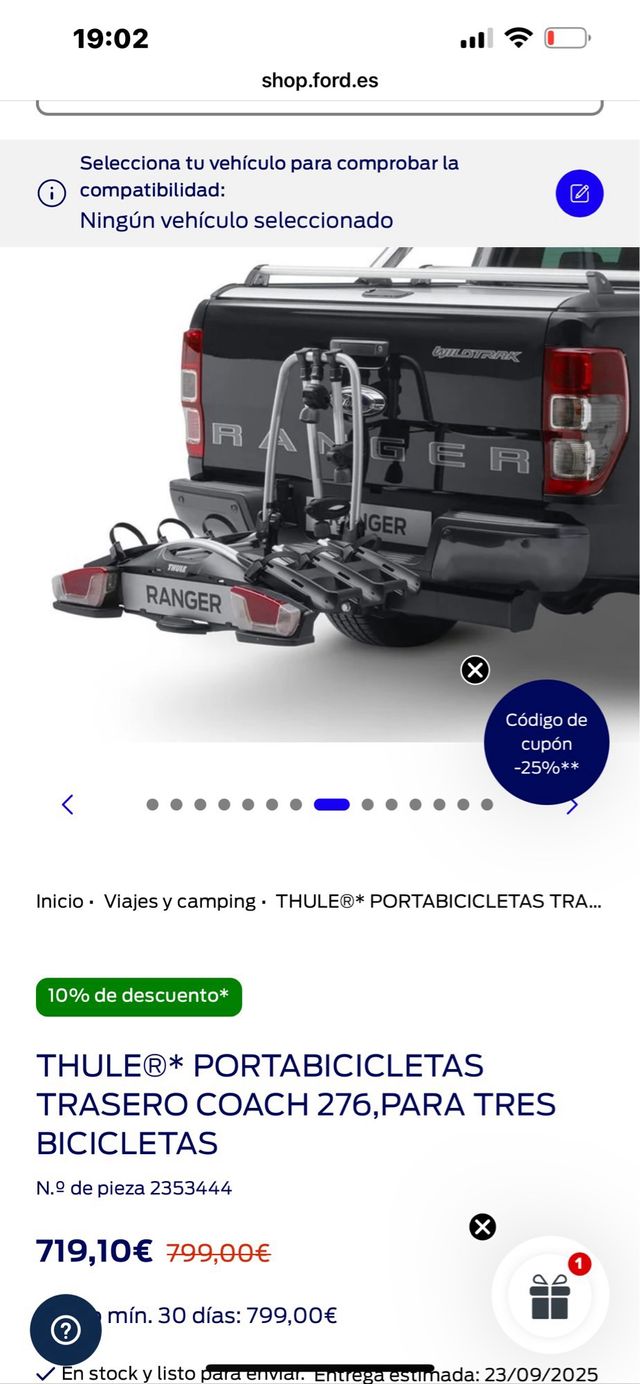 Portabicicletas Thule Coach 276/277 + Adattatore 4º