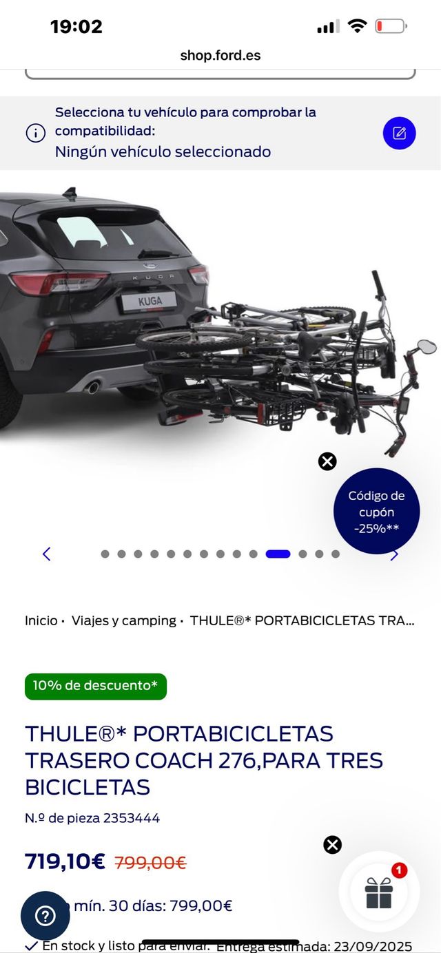 Portabicicletas Thule Coach 276/277 + Adattatore 4º