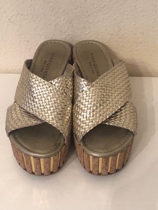PONS QUINTANA - Sandalias doradas plataforma 38