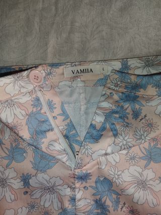 Falda midi floral rosa y azul