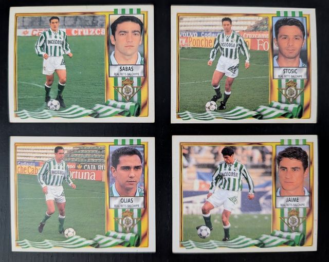 4 cromos liga 1995-1996 Real Betis Balompié