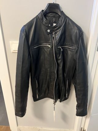Cazadora Hombre Zara Cuero Negra NUEVA ESTRENAR