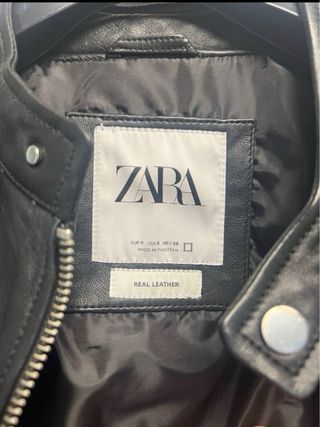 Cazadora Hombre Zara Cuero Negra NUEVA ESTRENAR