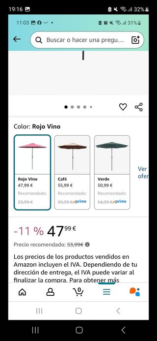 Sombrilla terraza jardín roja