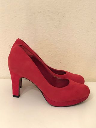 CLARKS - Zapatos tacón ante rojo 37
