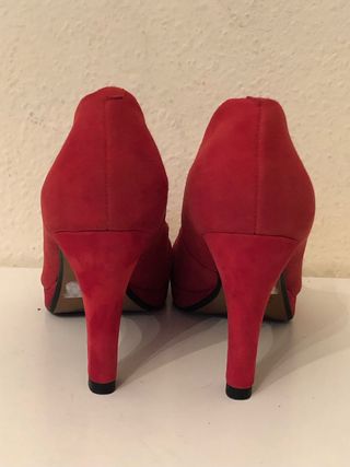 CLARKS - Zapatos tacón ante rojo 37